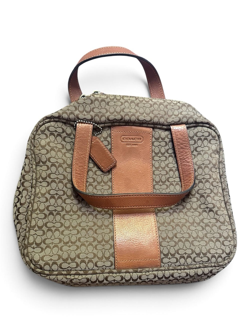 Vintage Coach travel toiletry cosmetic bag micro signature canvas leather case